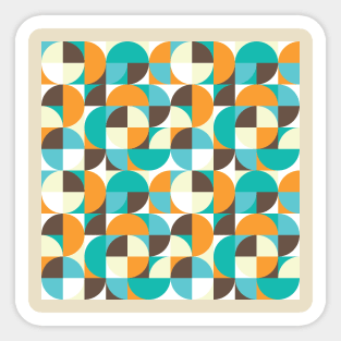 Teal and Orange Vintage Geometry Sticker